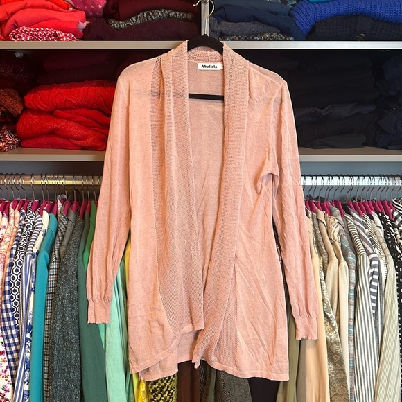 Vintage Abollria pink open front long sleeve cardigan size L - Picture 1 of 3